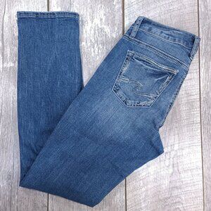 Silver Jeans Womens 25x31 Elyse Straight Blue Denim Mid Rise Western Pants